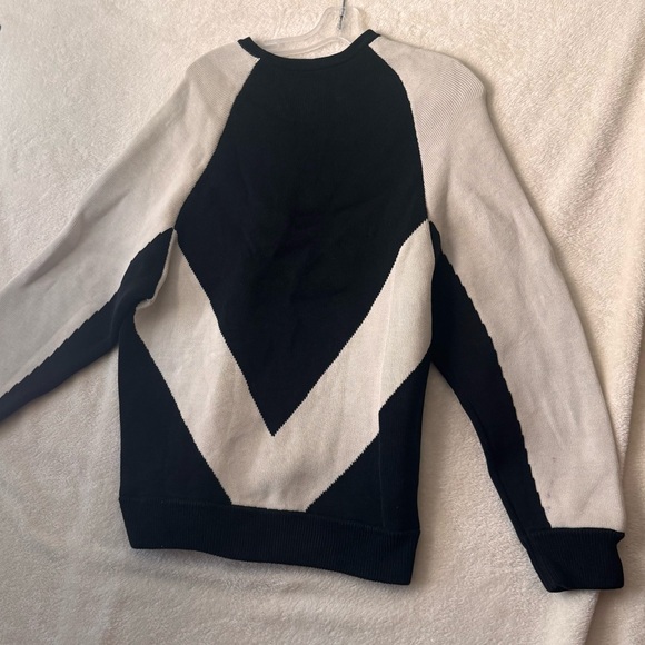 Alexander Wang Cotton Geometric Chevron Oversized Colorblock Sweater Knit Top L - Picture 3 of 15
